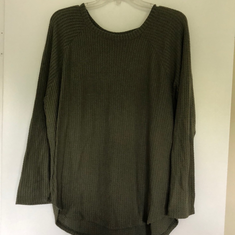 American Eagle Green Waffle Shirt